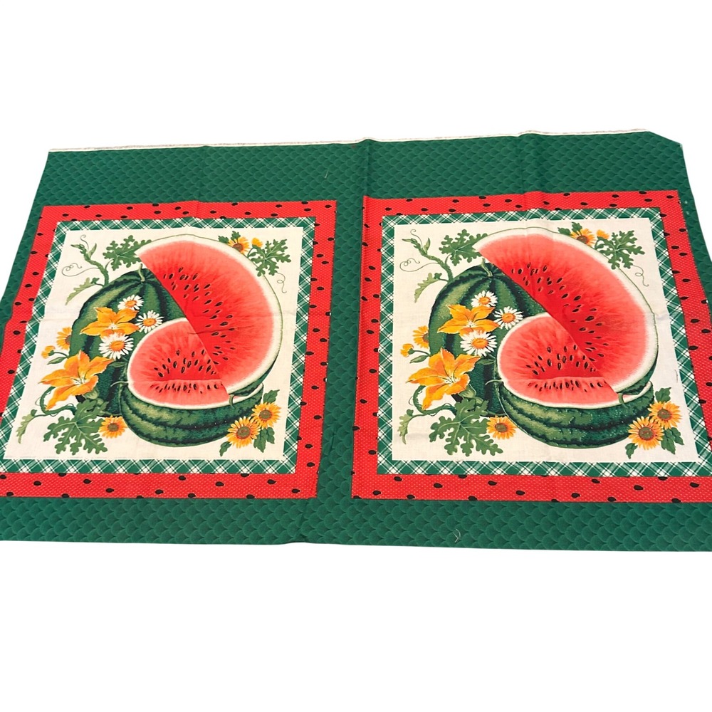 Springs Industries Watermelon Floral Cotton Fabric Panel 4 Squares 1 Yard x 44"